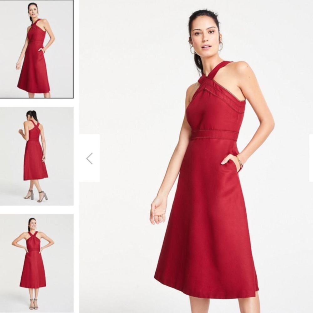 NWT Ann Taylor Halter Midi Flare Dress